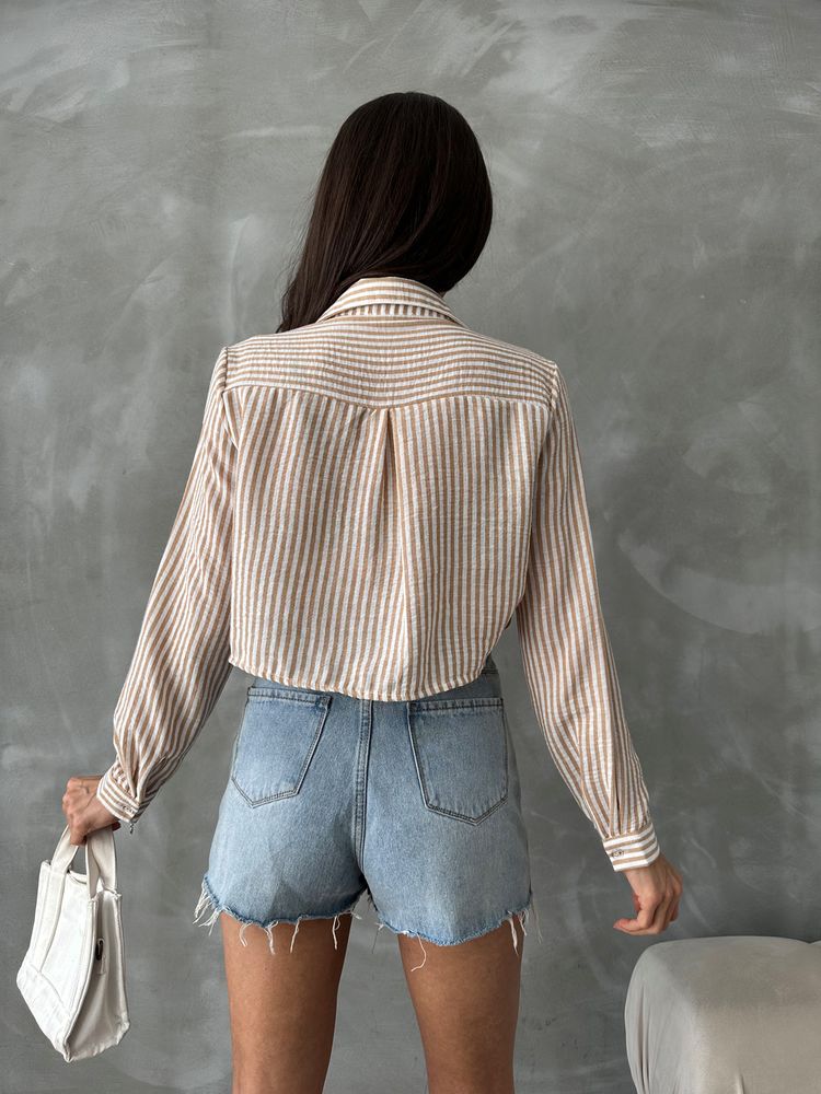 Linen blouse hypoallergenic beige and white