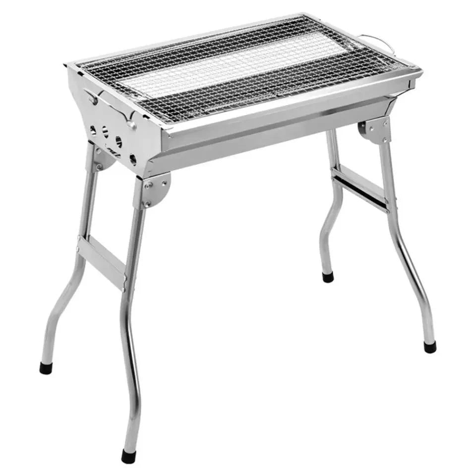 Foldable portable grill for outdoor travel