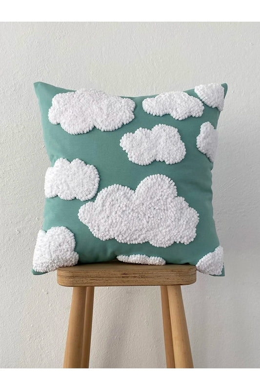 CLOUDS BLUE Cushion - Tufted Embroidered Handmade