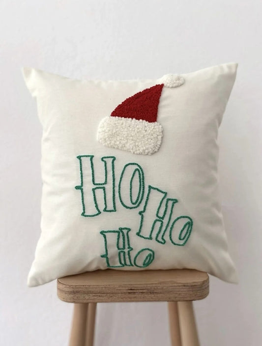 HO Ho ho Christmas Cushion - Tufted Embroidered Handmade