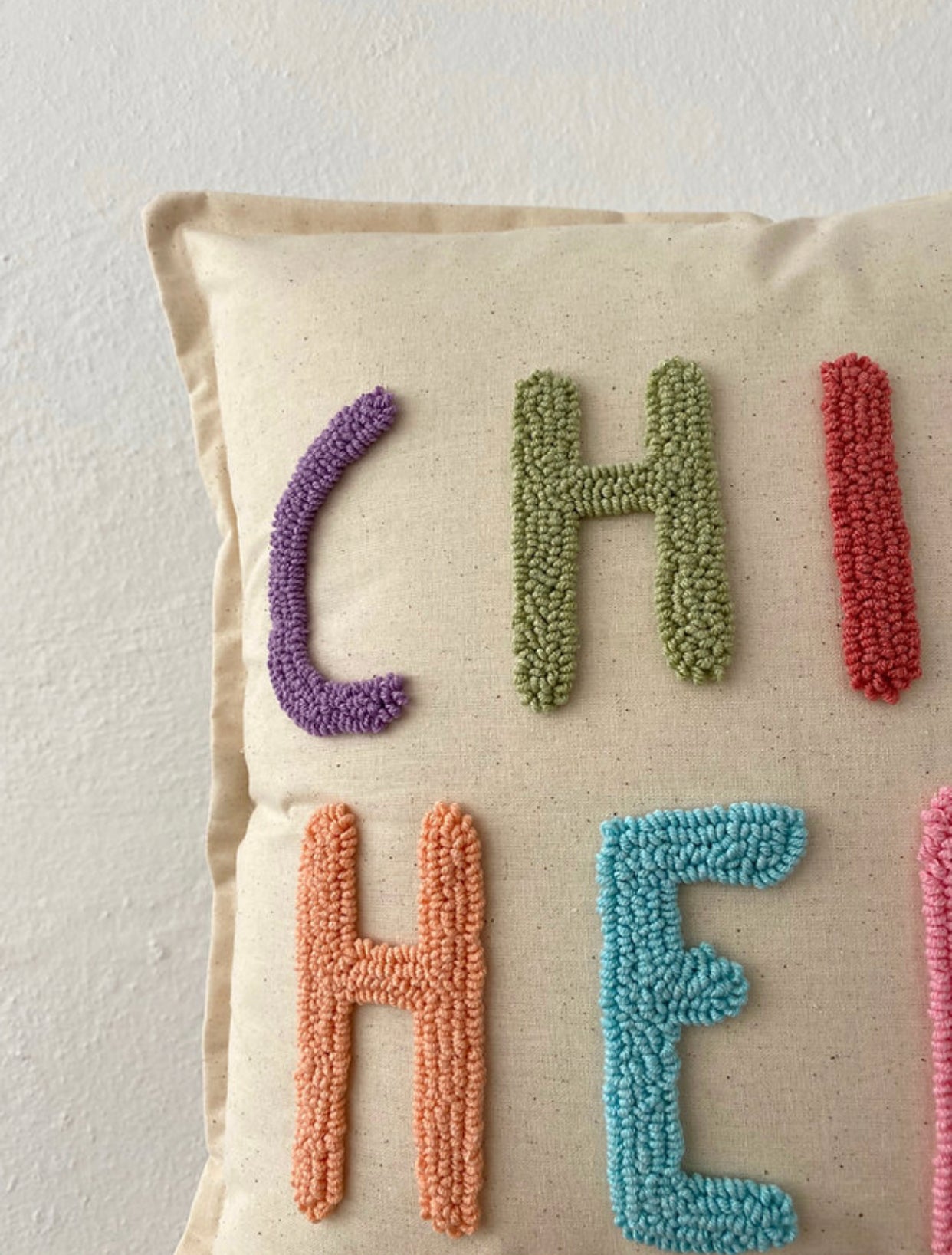 CHILL HERE Cushion - Tufted Embroidered Handmade