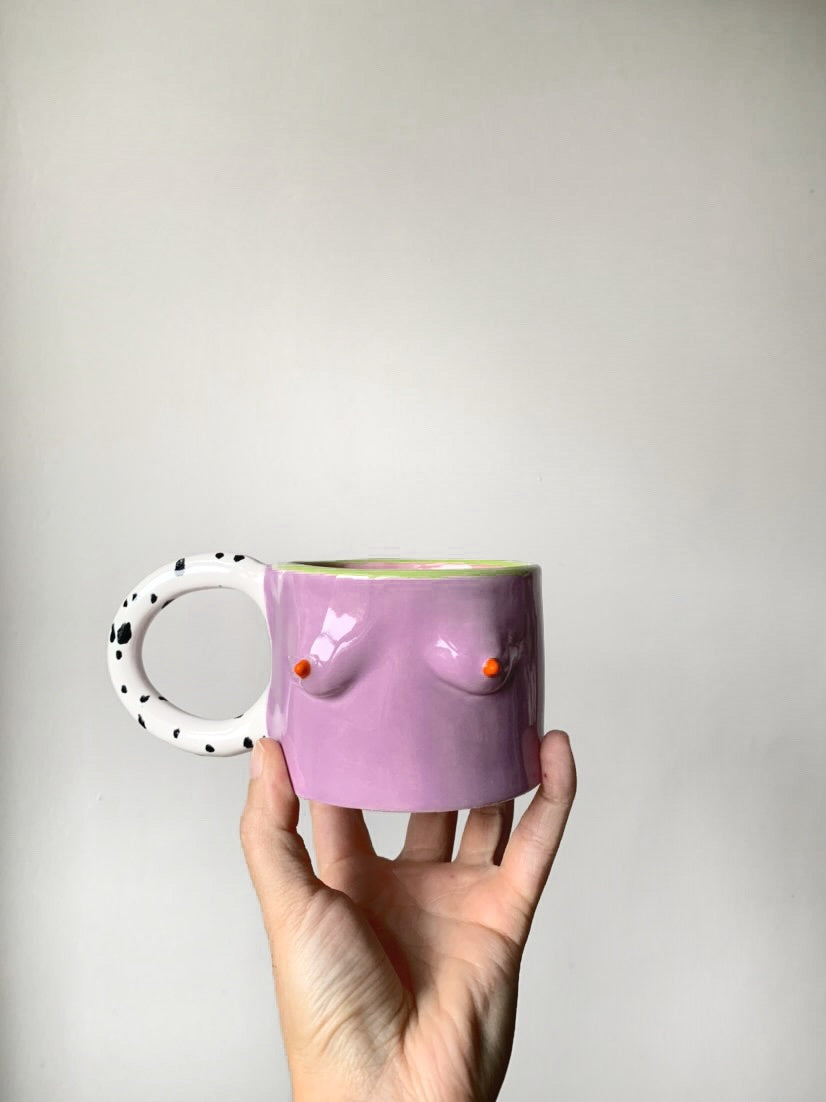 Handmade Ceramic BOOB Mug - Purple