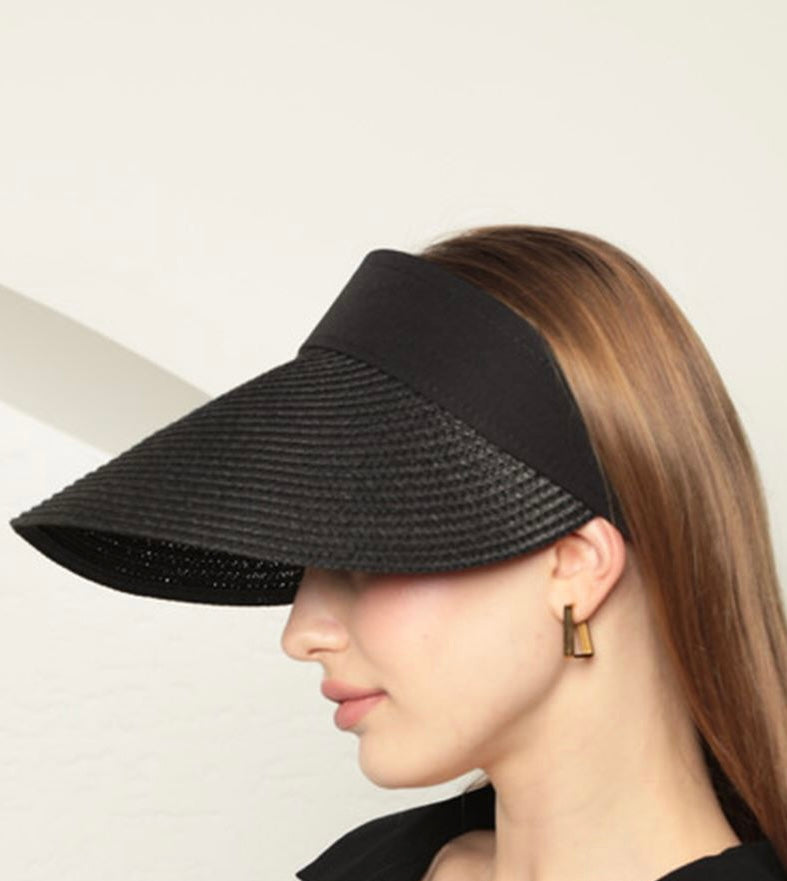 STRAW SUN BLACK HAT