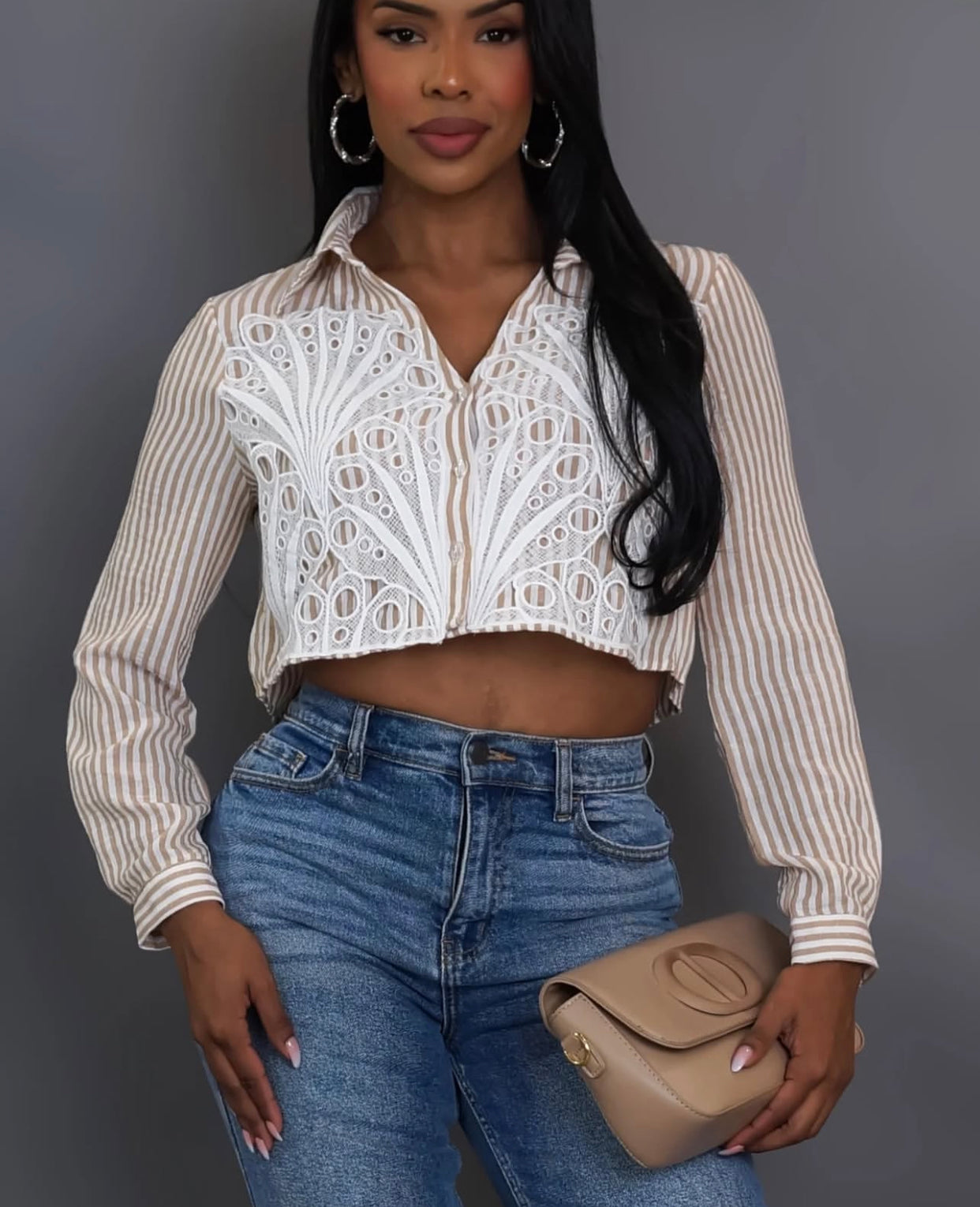 Linen blouse hypoallergenic beige and white