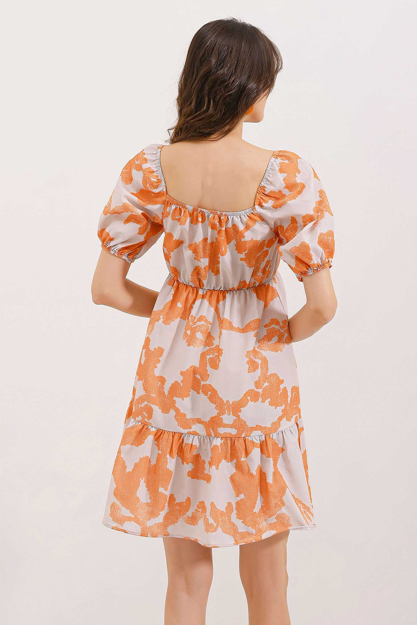 ANIMAL PRINT LIGHT PEACH COTTON SHORT DRESS