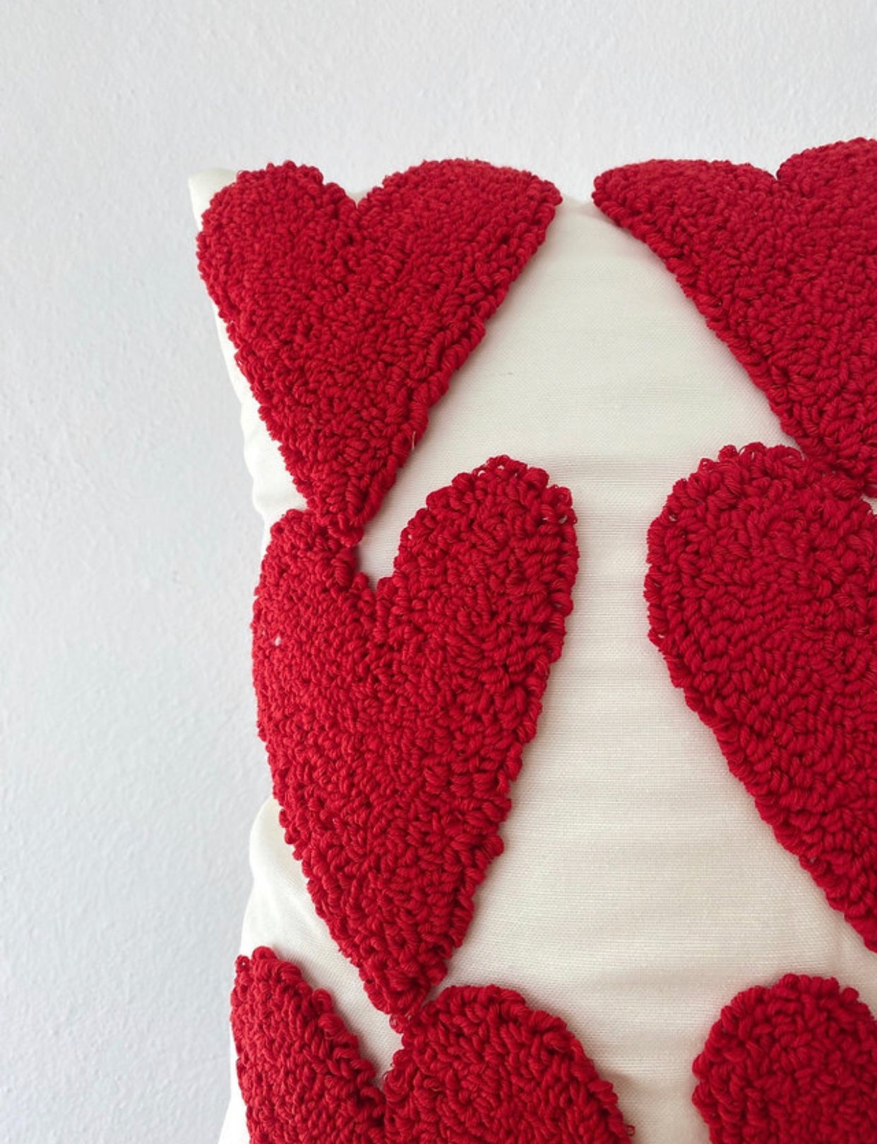 HEARTS Cushion - Tufted Embroidered Handmade