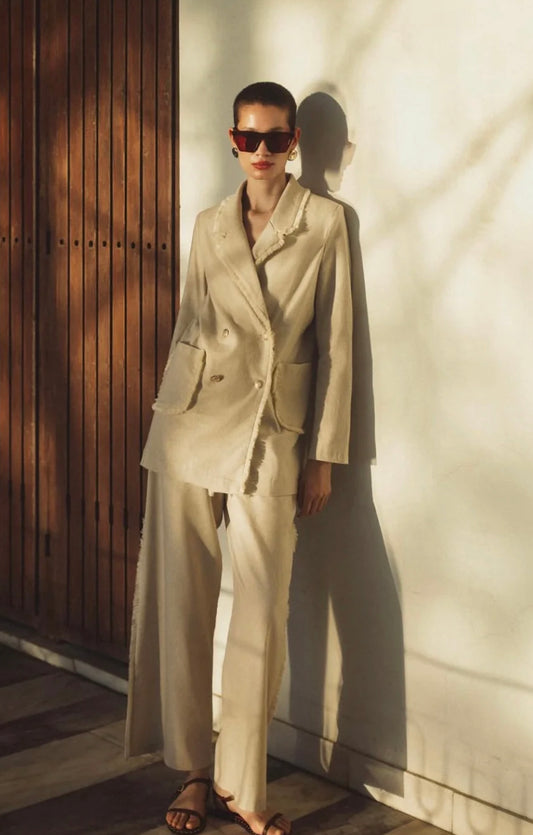100% Linen fringed blazer + pants