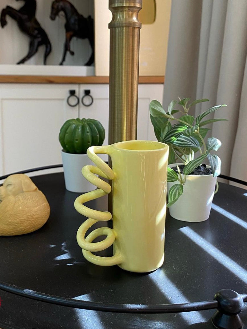 Handmade Swirl Handle Cup with Plate