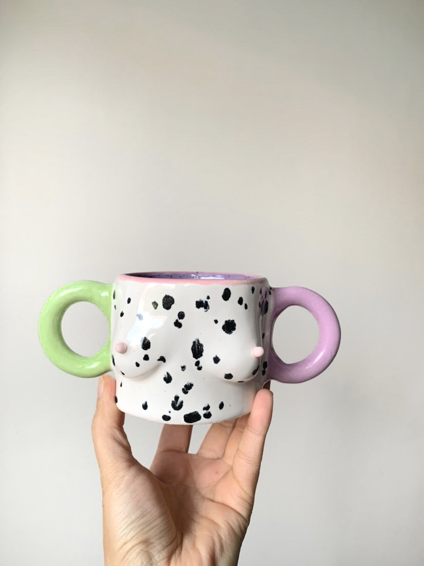 Handmade Ceramic BOOB -Double Handle Mug