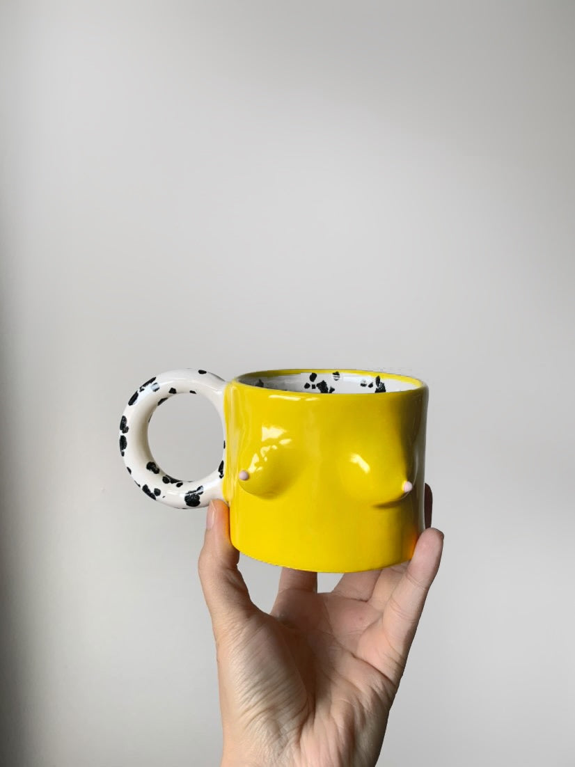 Handmade Ceramic BOOB mug - YELLOW