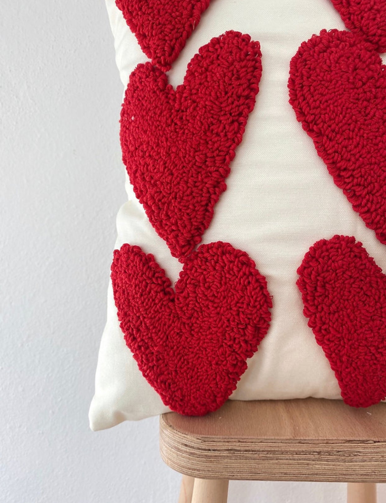 HEARTS Cushion - Tufted Embroidered Handmade