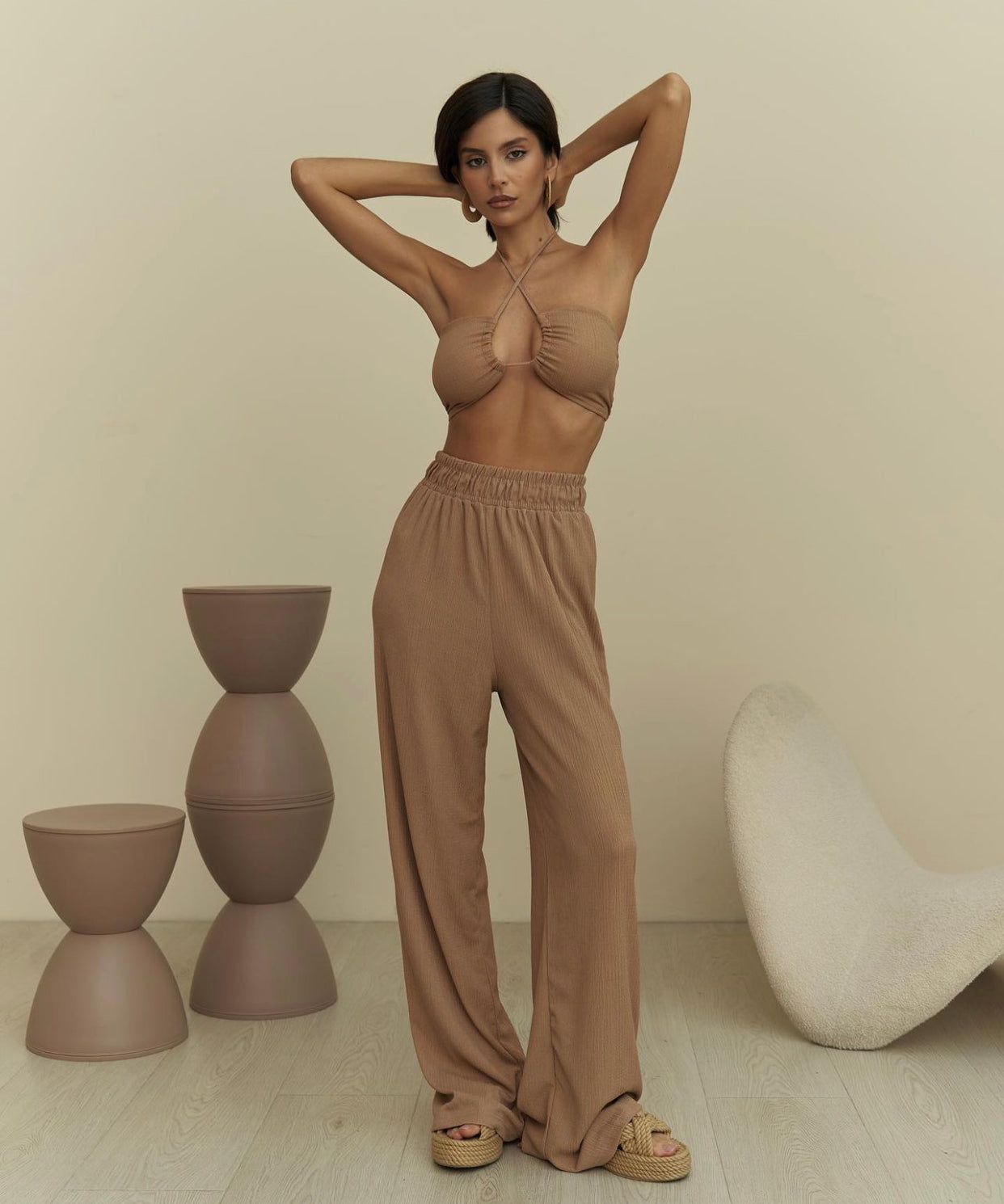 THREE PIECE SET LIGHT BROWN