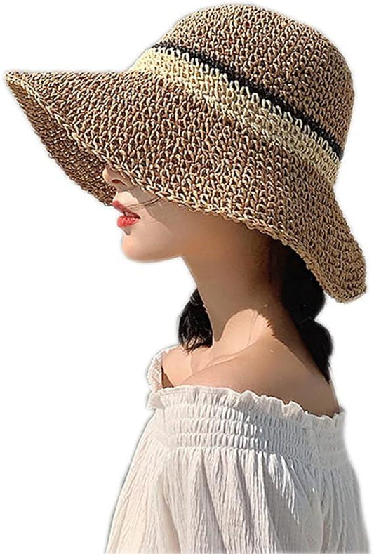 HAND KNITTED STRAW SUN HAT