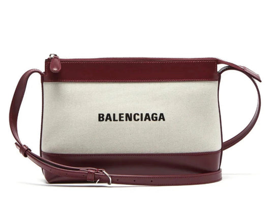 BALENCIAGA leather and canvas shoulder bag