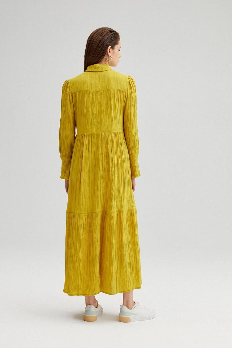 Last pieces sale. BUTTONED SEEER DRESS - YELLOW