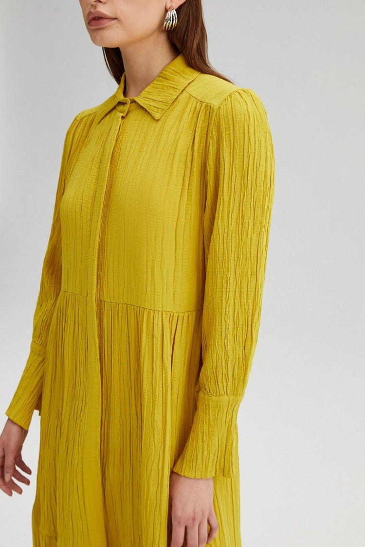 Last pieces sale. BUTTONED SEEER DRESS - YELLOW