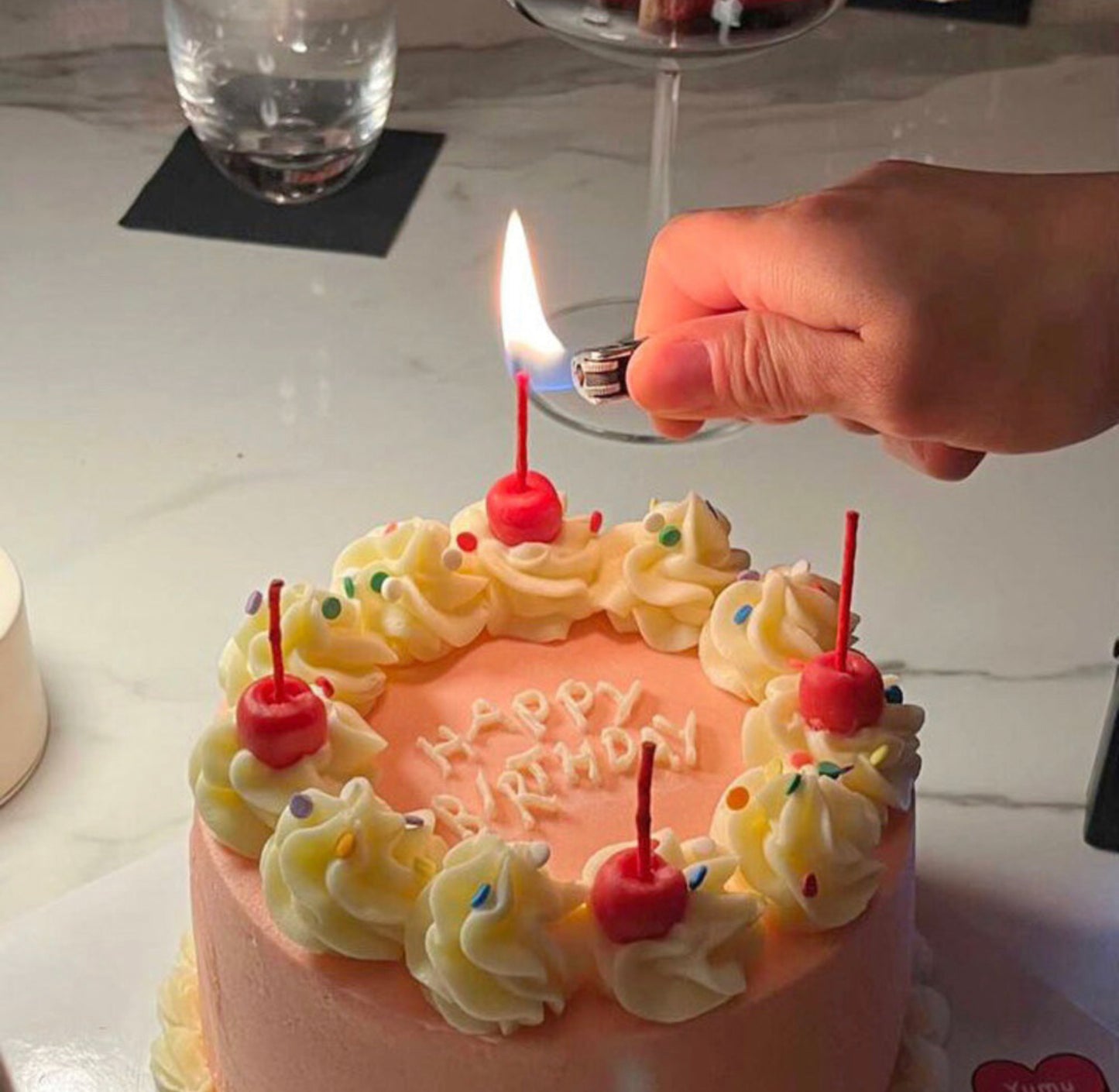 Four Birthday Cherry Candles