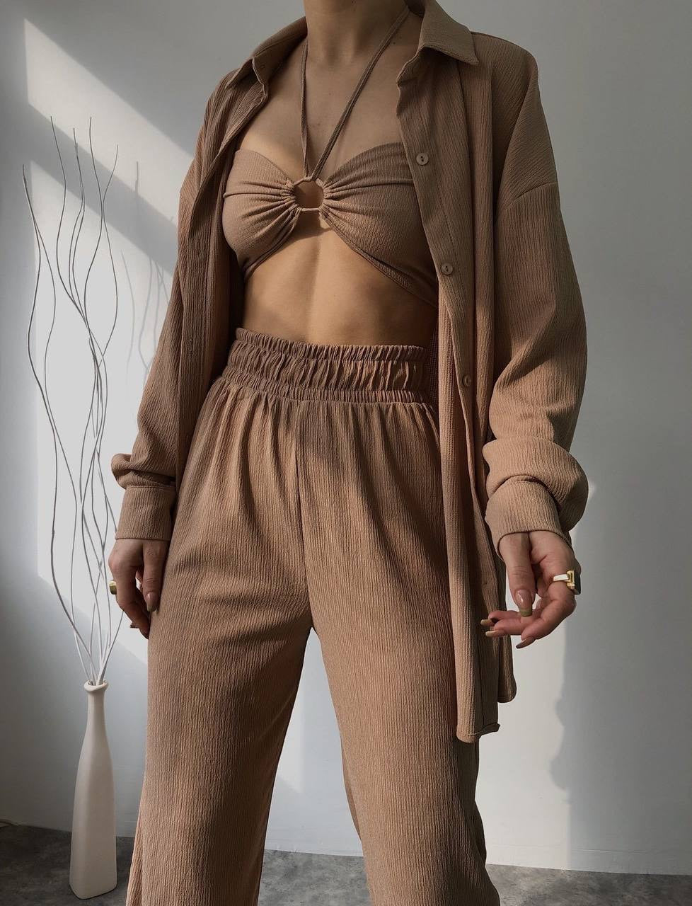 THREE PIECE SET LIGHT BROWN