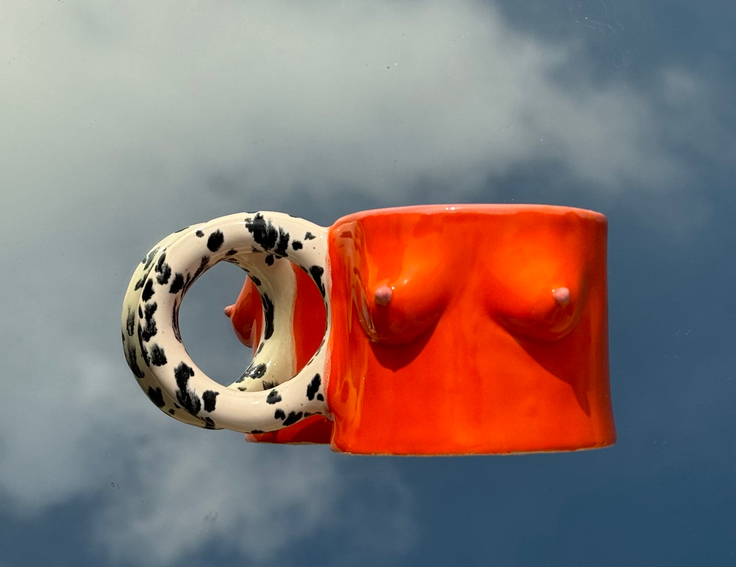 Handmade Ceramic BOOB mug - orange