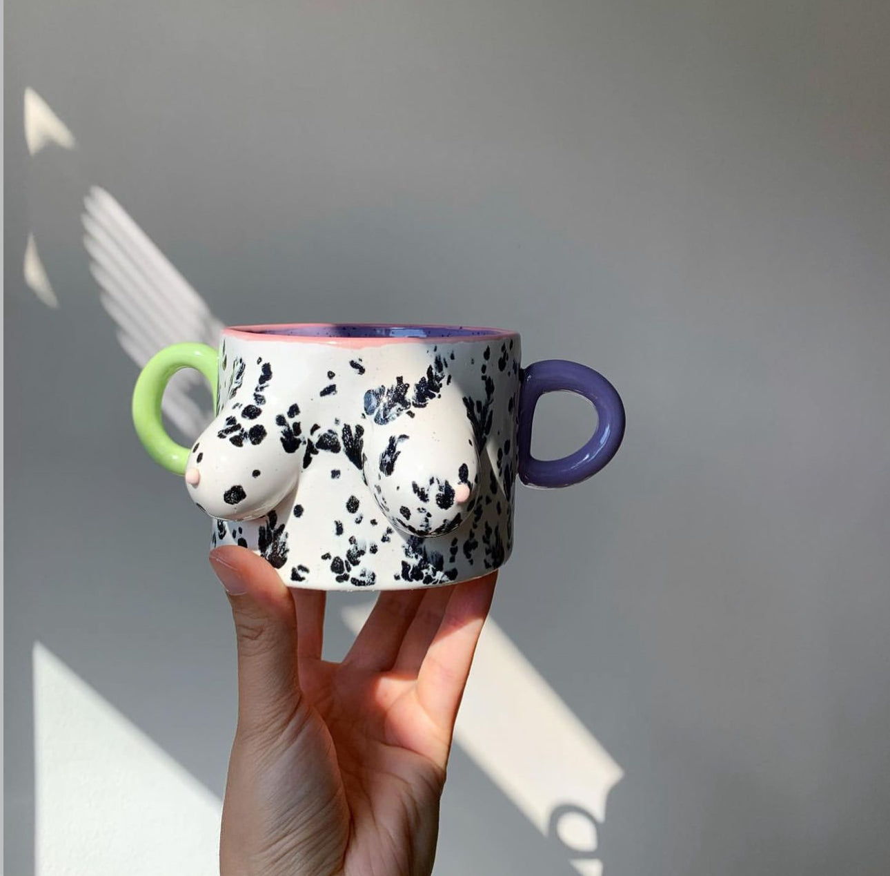 Handmade Ceramic BOOB -Double Handle Mug