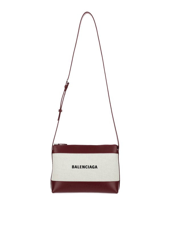 BALENCIAGA leather and canvas shoulder bag