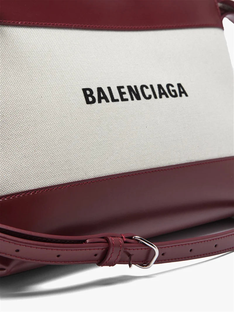 BALENCIAGA leather and canvas shoulder bag