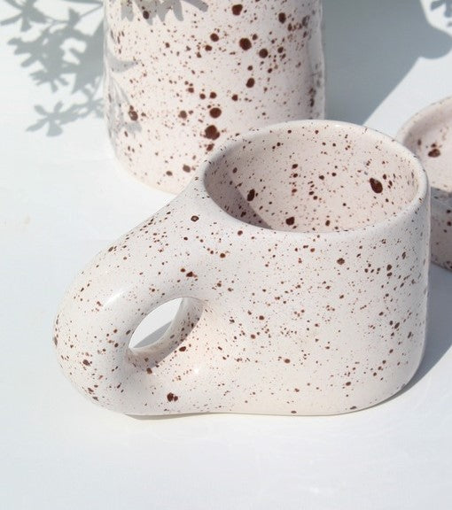 Handmade White Speckled Mug